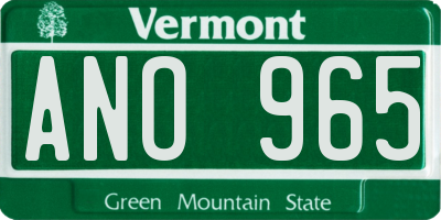 VT license plate ANO965