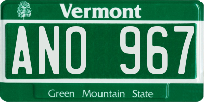 VT license plate ANO967