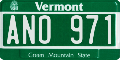 VT license plate ANO971