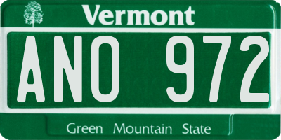 VT license plate ANO972