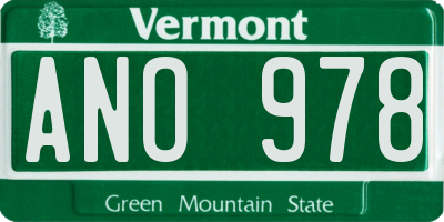 VT license plate ANO978