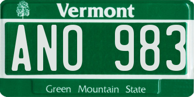 VT license plate ANO983