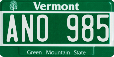VT license plate ANO985
