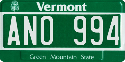 VT license plate ANO994