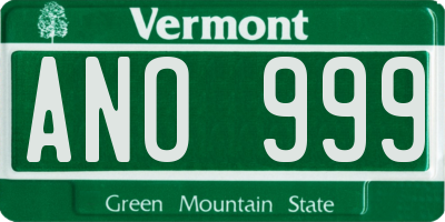 VT license plate ANO999