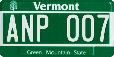 VT license plate ANP007