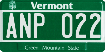 VT license plate ANP022