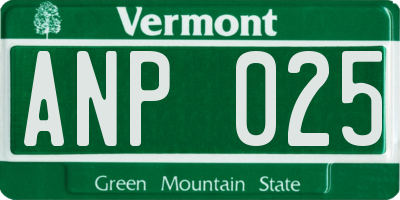 VT license plate ANP025