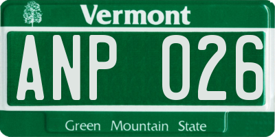 VT license plate ANP026