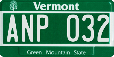 VT license plate ANP032