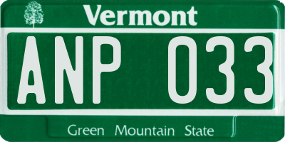 VT license plate ANP033