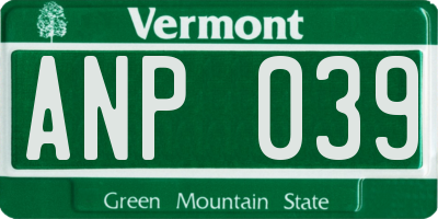 VT license plate ANP039