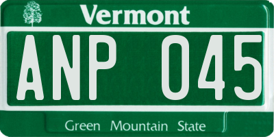VT license plate ANP045