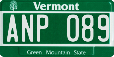 VT license plate ANP089