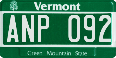 VT license plate ANP092