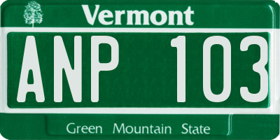 VT license plate ANP103
