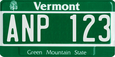 VT license plate ANP123