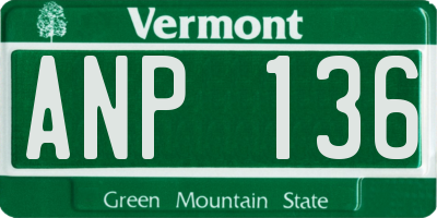 VT license plate ANP136