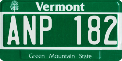 VT license plate ANP182
