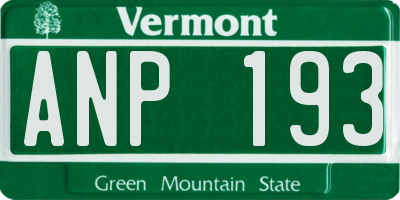 VT license plate ANP193
