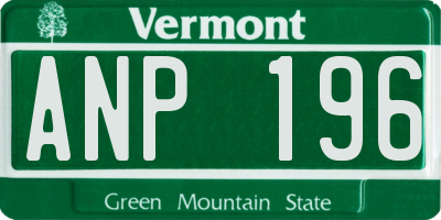 VT license plate ANP196
