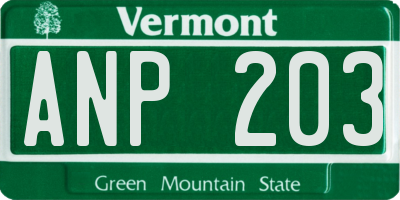 VT license plate ANP203