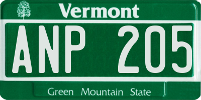 VT license plate ANP205