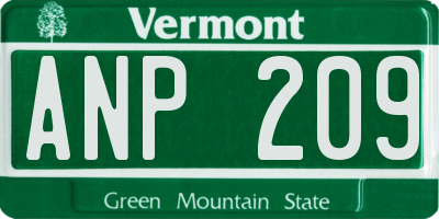 VT license plate ANP209