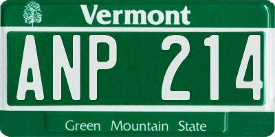 VT license plate ANP214