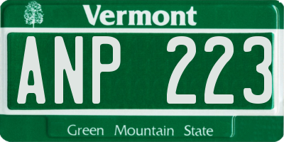 VT license plate ANP223