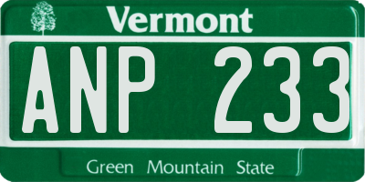 VT license plate ANP233