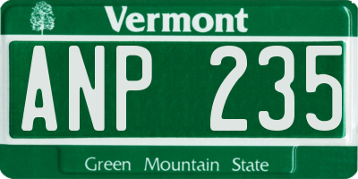VT license plate ANP235