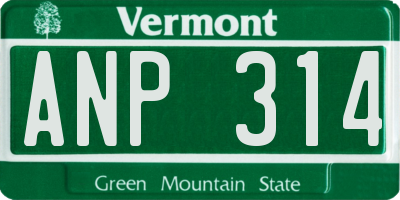 VT license plate ANP314