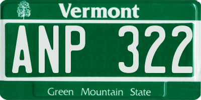VT license plate ANP322