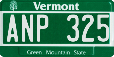 VT license plate ANP325