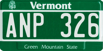 VT license plate ANP326