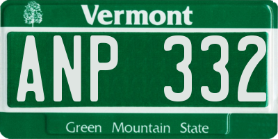 VT license plate ANP332