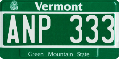 VT license plate ANP333