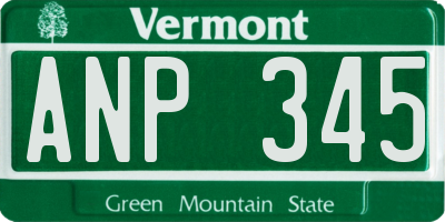 VT license plate ANP345