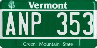 VT license plate ANP353