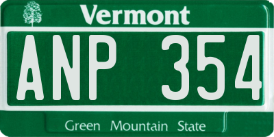 VT license plate ANP354