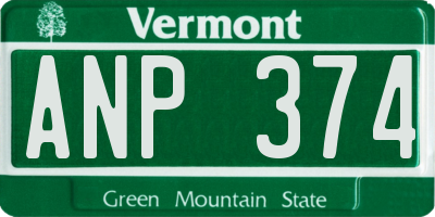 VT license plate ANP374