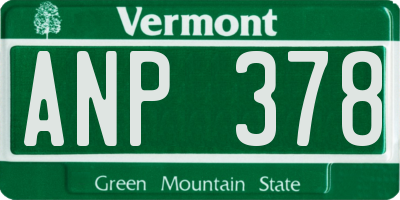 VT license plate ANP378