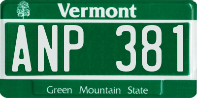 VT license plate ANP381