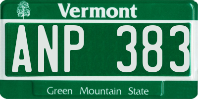 VT license plate ANP383