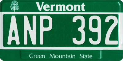VT license plate ANP392