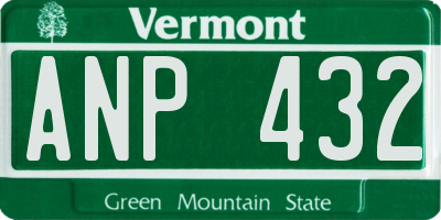VT license plate ANP432