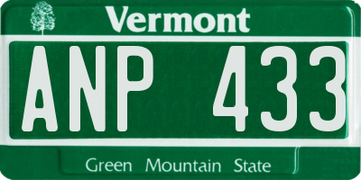 VT license plate ANP433