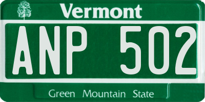 VT license plate ANP502