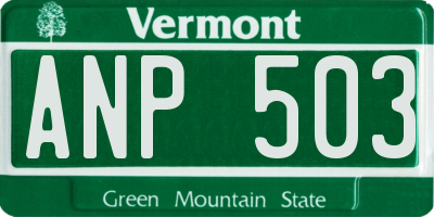 VT license plate ANP503